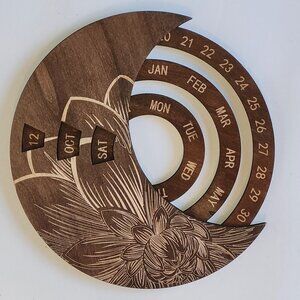 STUNNING Vintage Perpetual Wall Calendar Wooden Calendar Crescent Moon